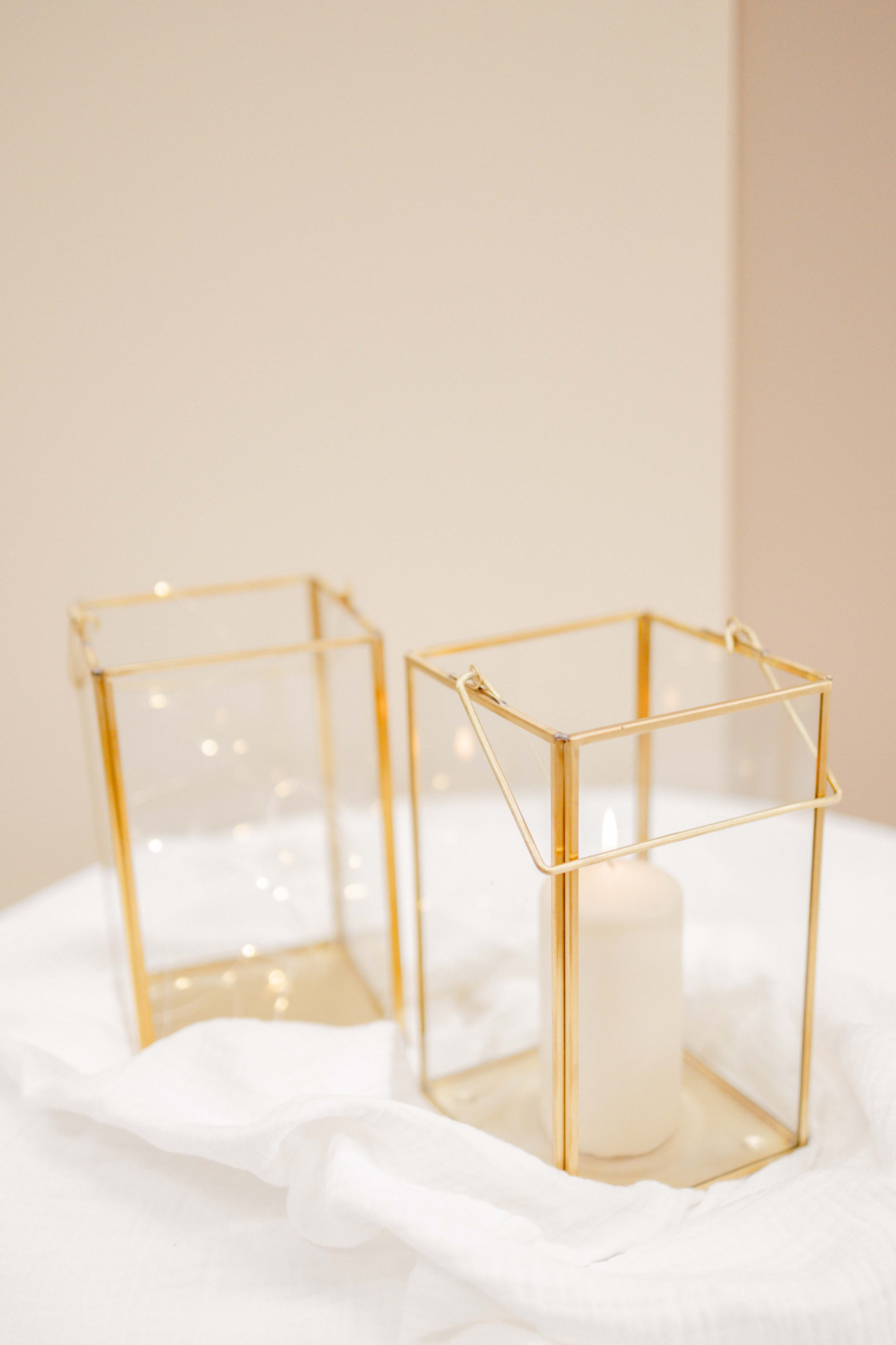 Image du produit Lanterne verre & métal dorée